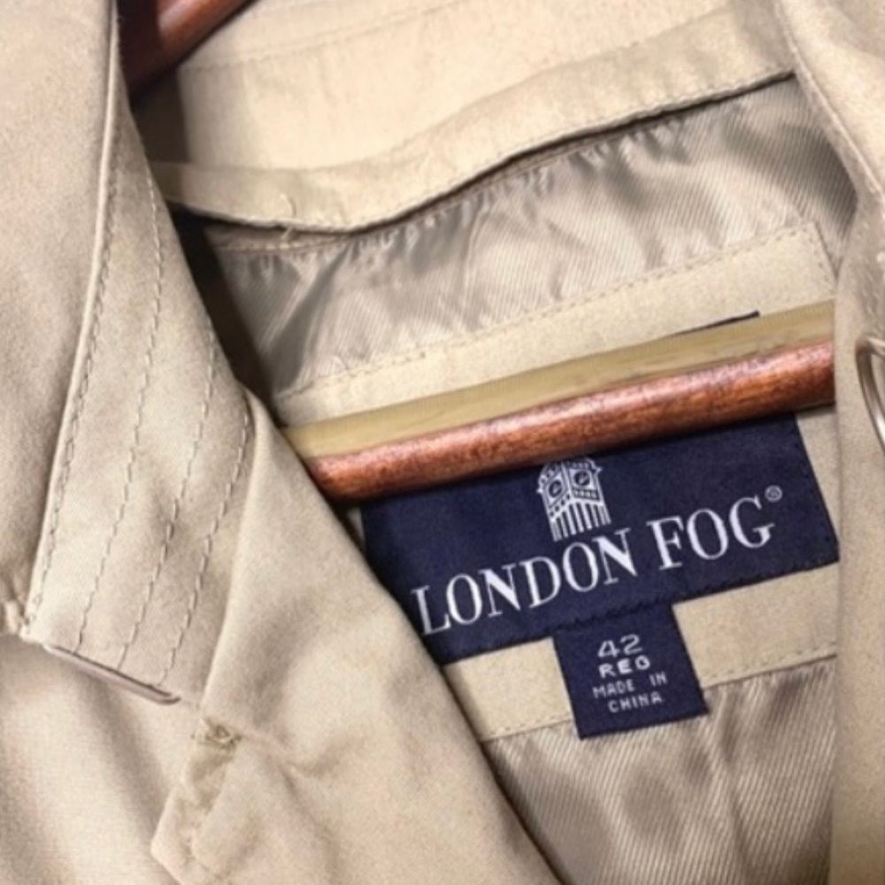 London Fog Vintage Men’s Tan Belted Trench Coat With Detachable Liner Size 42R - Picture 14 of 15
